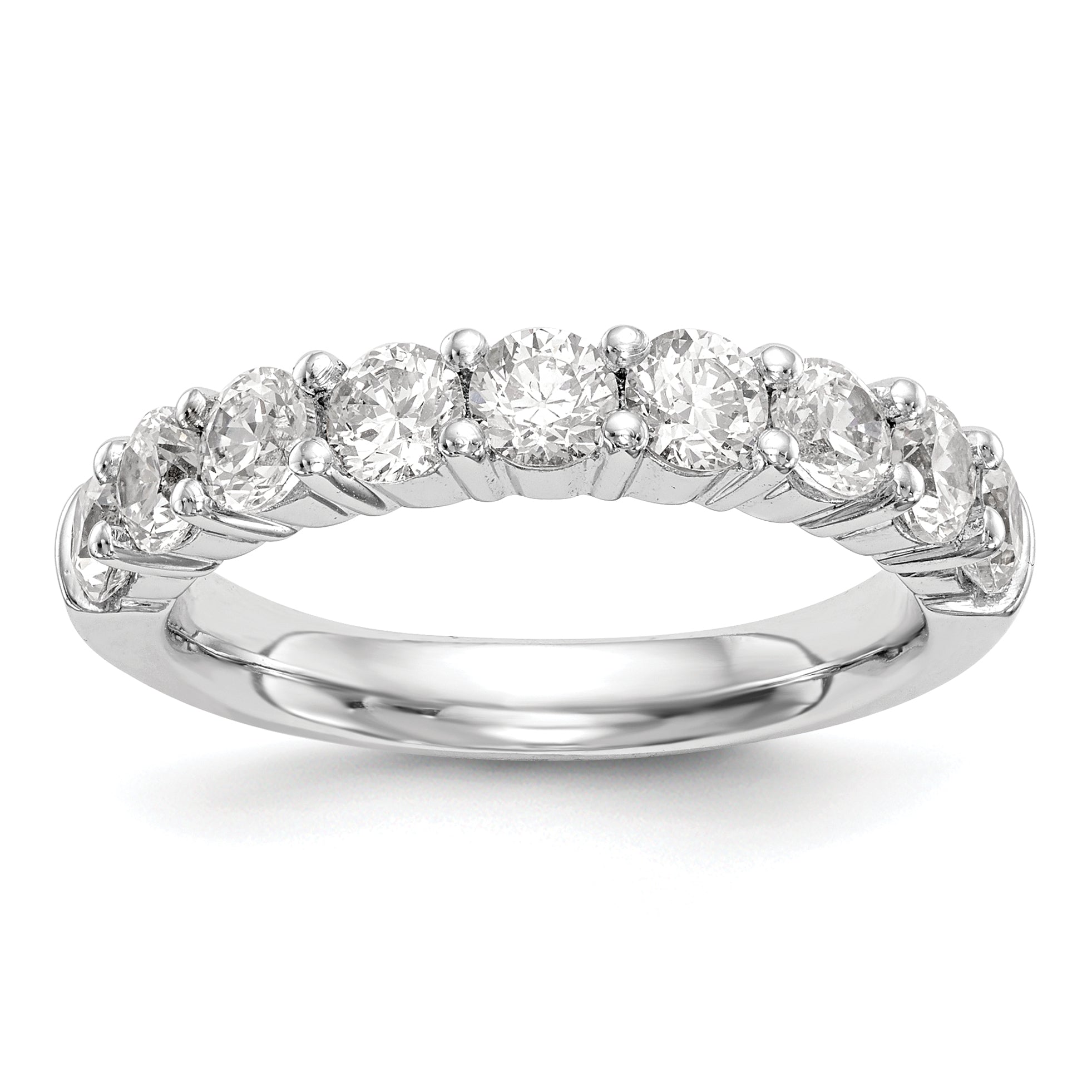 14k White Gold 1 carat Lab Grown Diamond VS/SI+ G+ Nine Stone Complete Fashion band