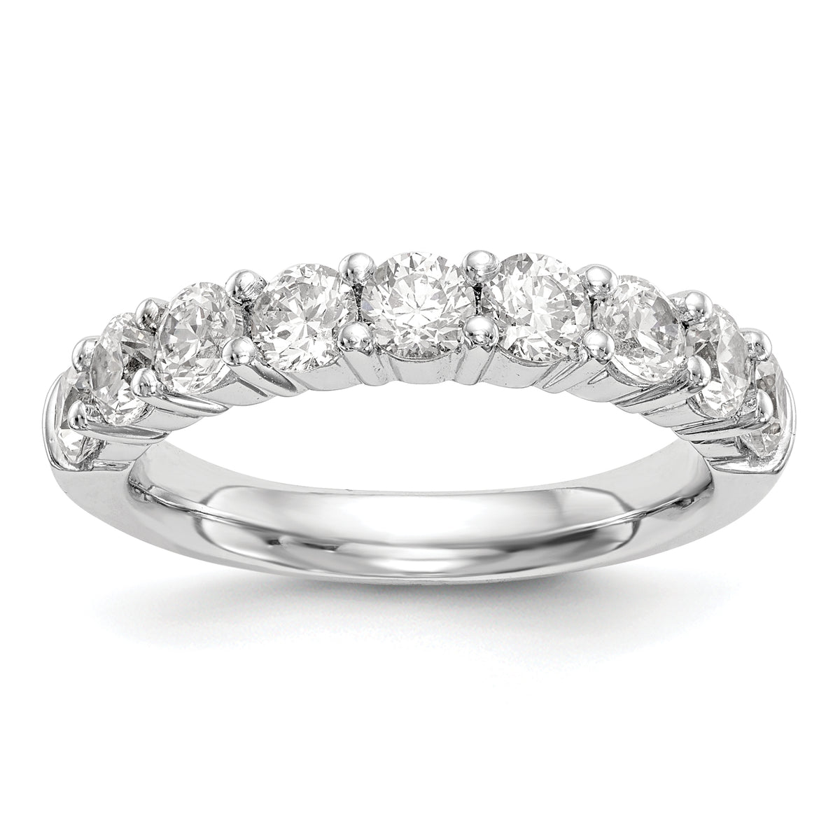 14k White Gold 1 carat Lab Grown Diamond VS/SI+ G+ Nine Stone Complete Fashion band