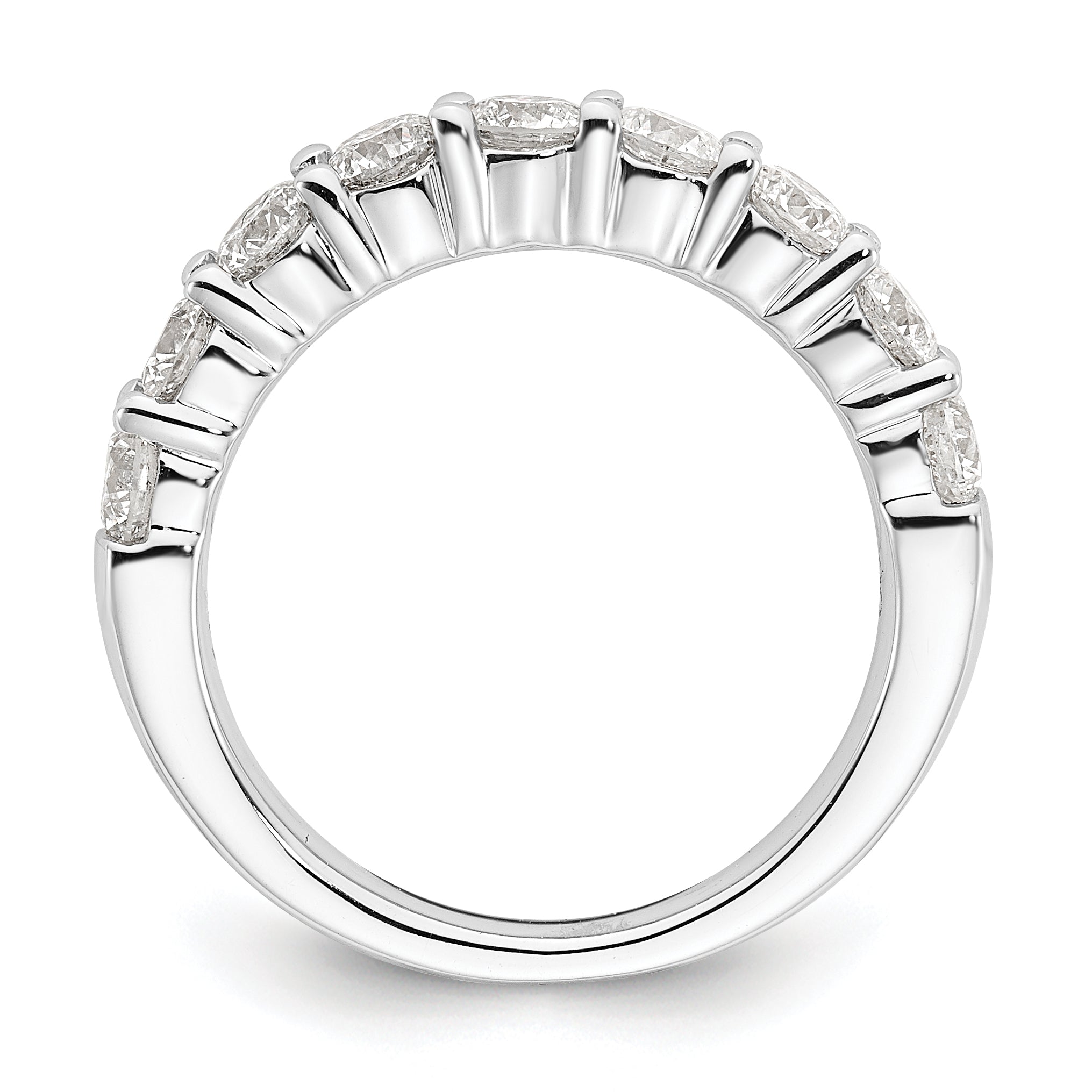 14k White Gold 1 5/8 carat Lab Grown Diamond VS/SI+ G+ Nine Stone Complete Fashion band