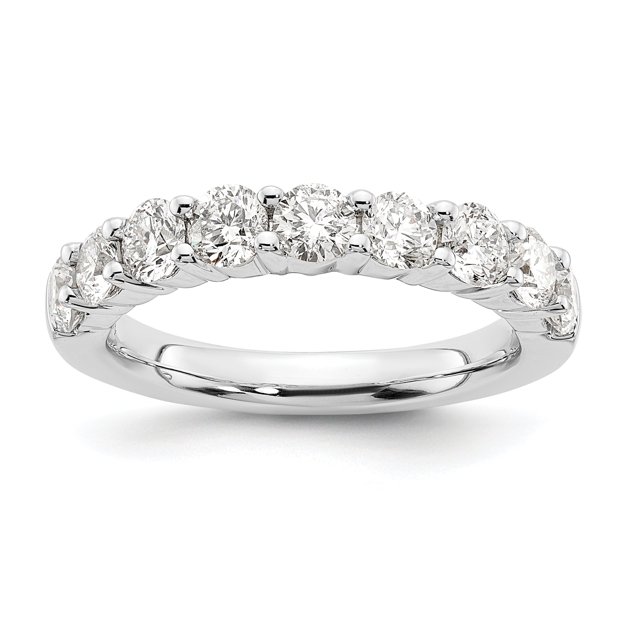 14k White Gold 1 5/8 carat Lab Grown Diamond VS/SI+ G+ Nine Stone Complete Fashion band