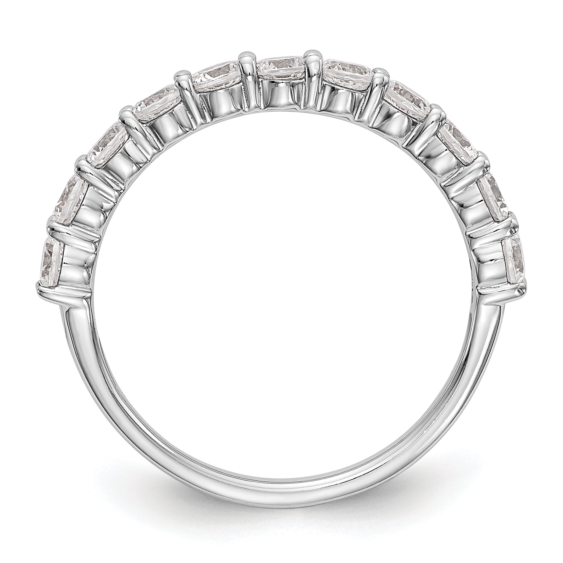 14k White Gold 1 carat Lab Grown Diamond VS/SI+ G+ Eleven Stone Complete Band Secondary image