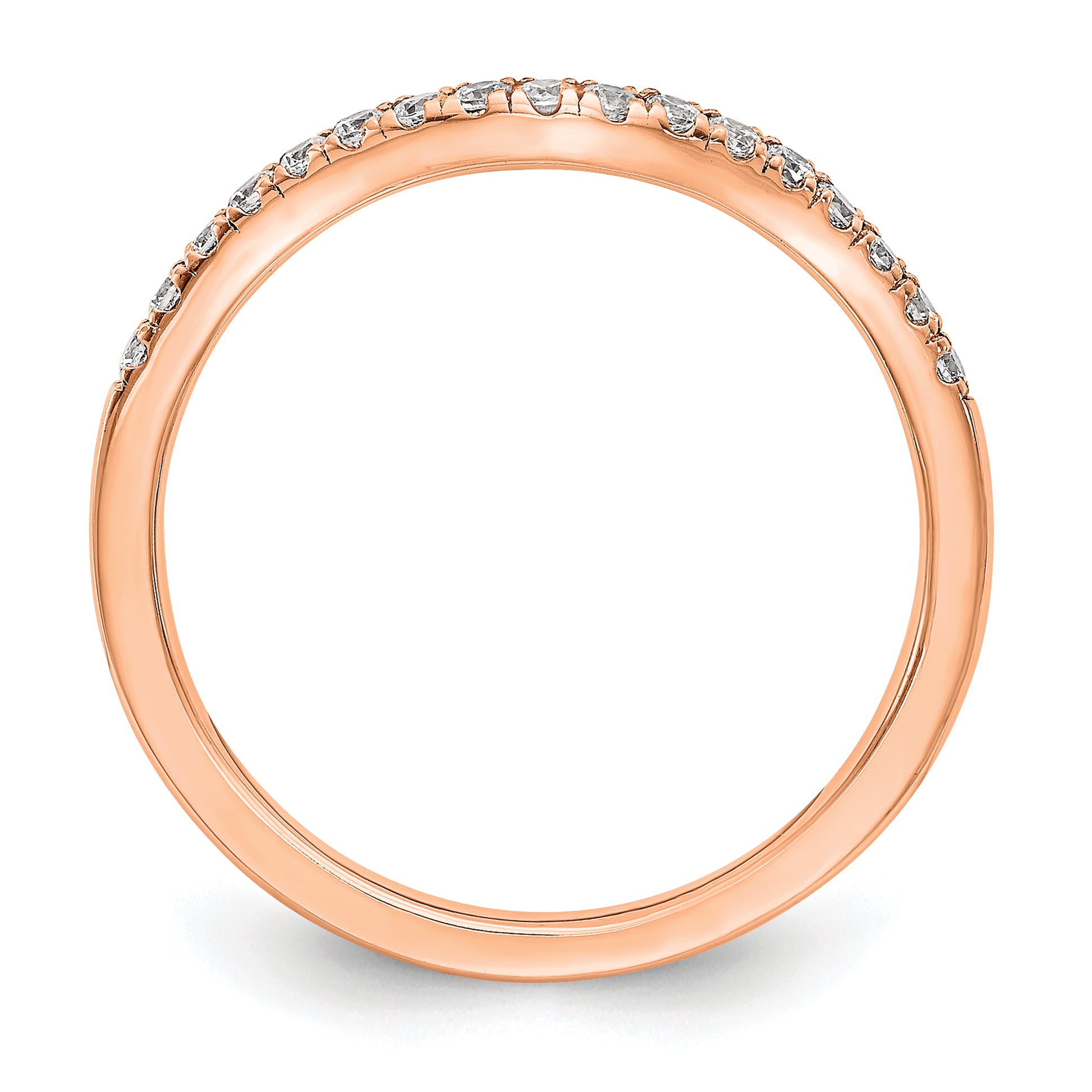 14k Rose Gold 1/5 carat Lab Grown Diamond VS/SI+ G+ Complete Curved Band