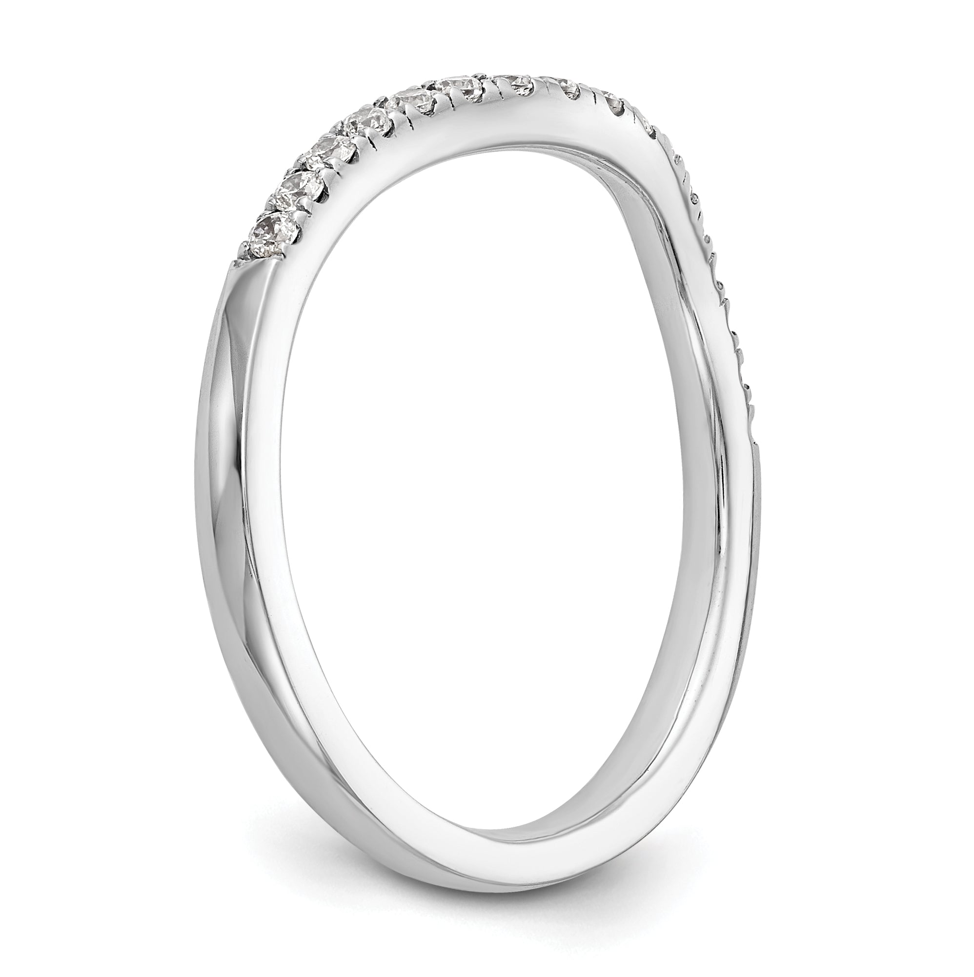 14k White Gold 1/5 carat Lab Grown Diamond VS/SI+ G+ Complete Curved Band