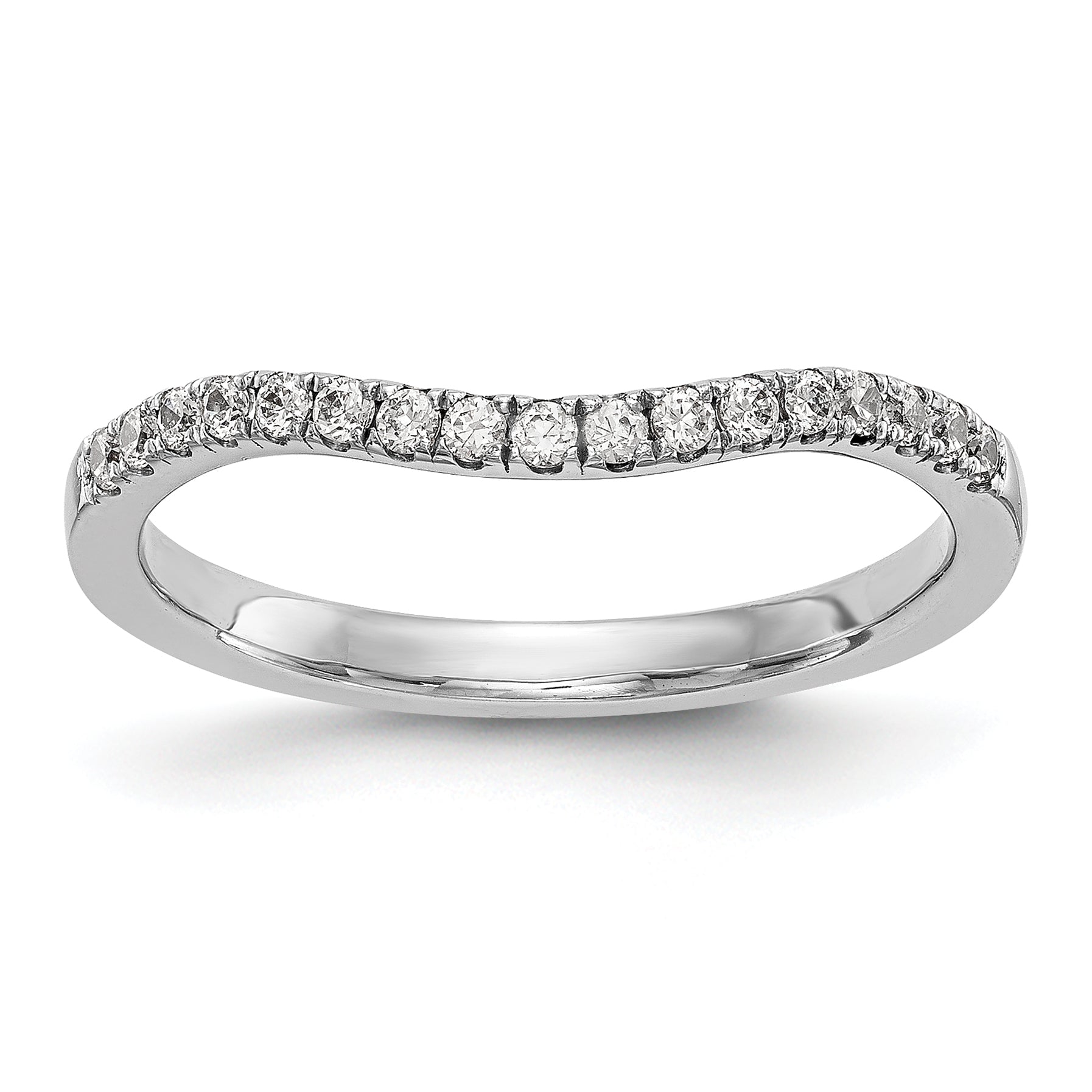 14k White Gold 1/5 carat Lab Grown Diamond VS/SI+ G+ Complete Curved Band