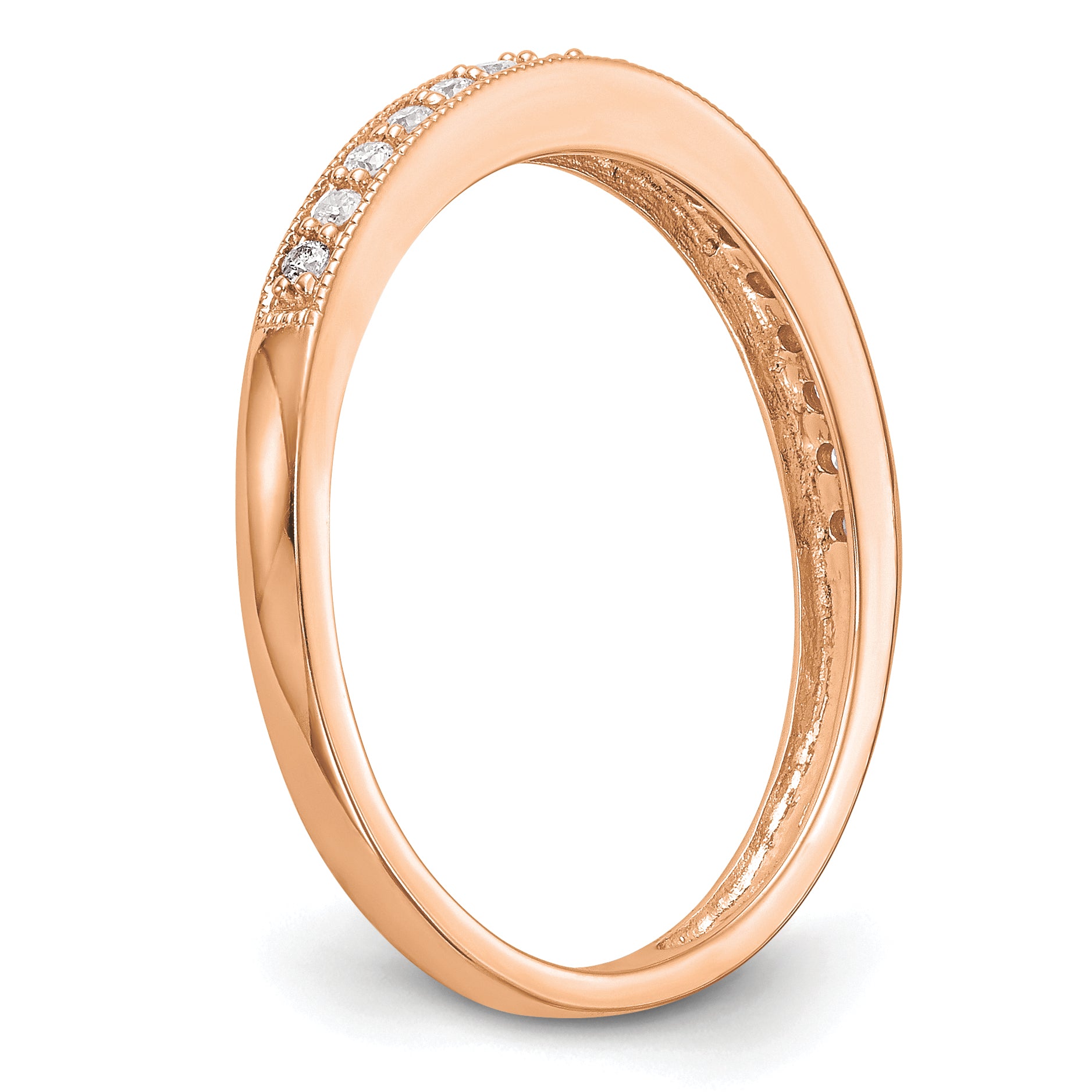 14k Rose Gold 1/6 carat Lab Grown Diamond VS/SI+ G+ Complete Size 9 Wedding Band