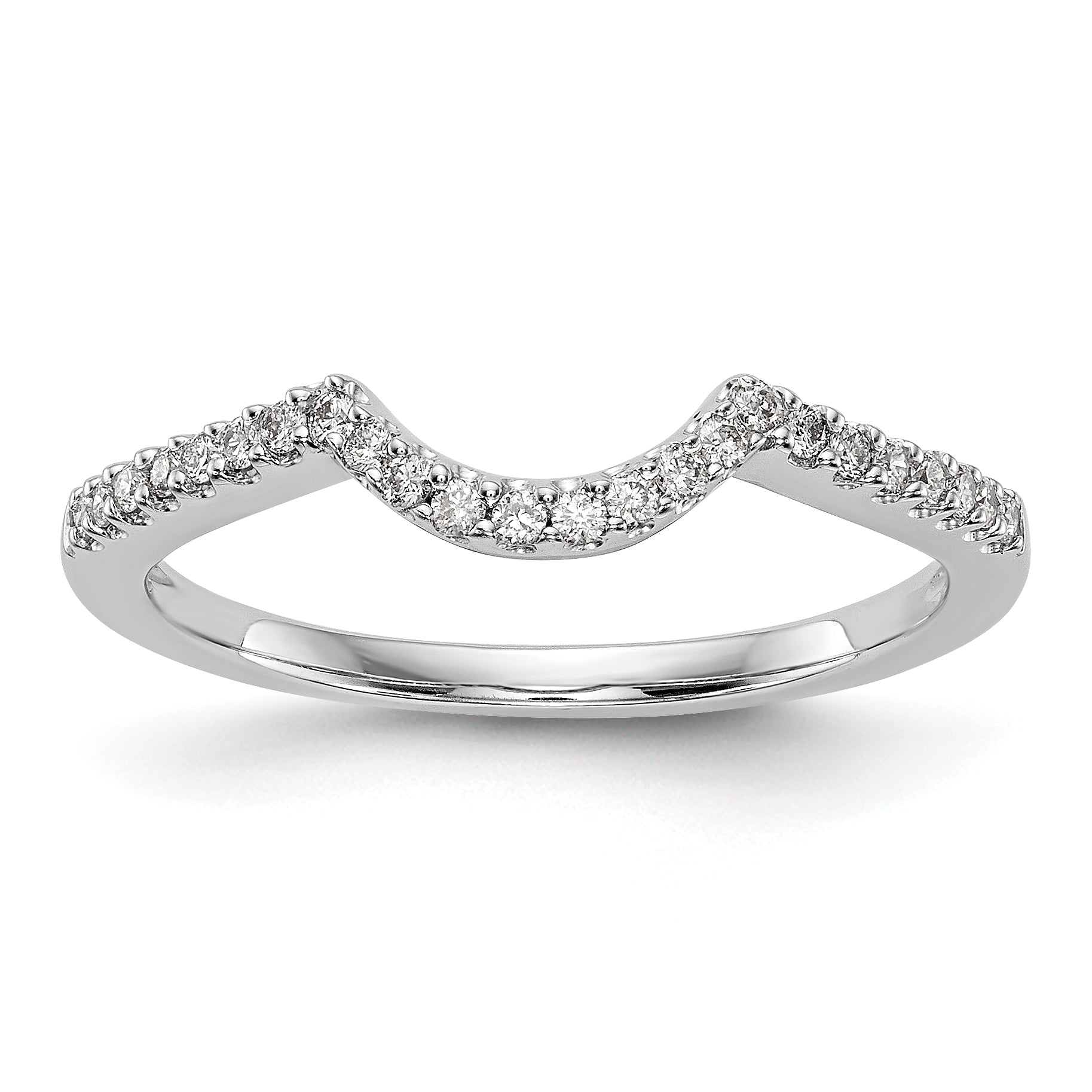 14k White Gold 1/6 carat Lab Grown Diamond VS/SI+ G+ Complete Concaved Band