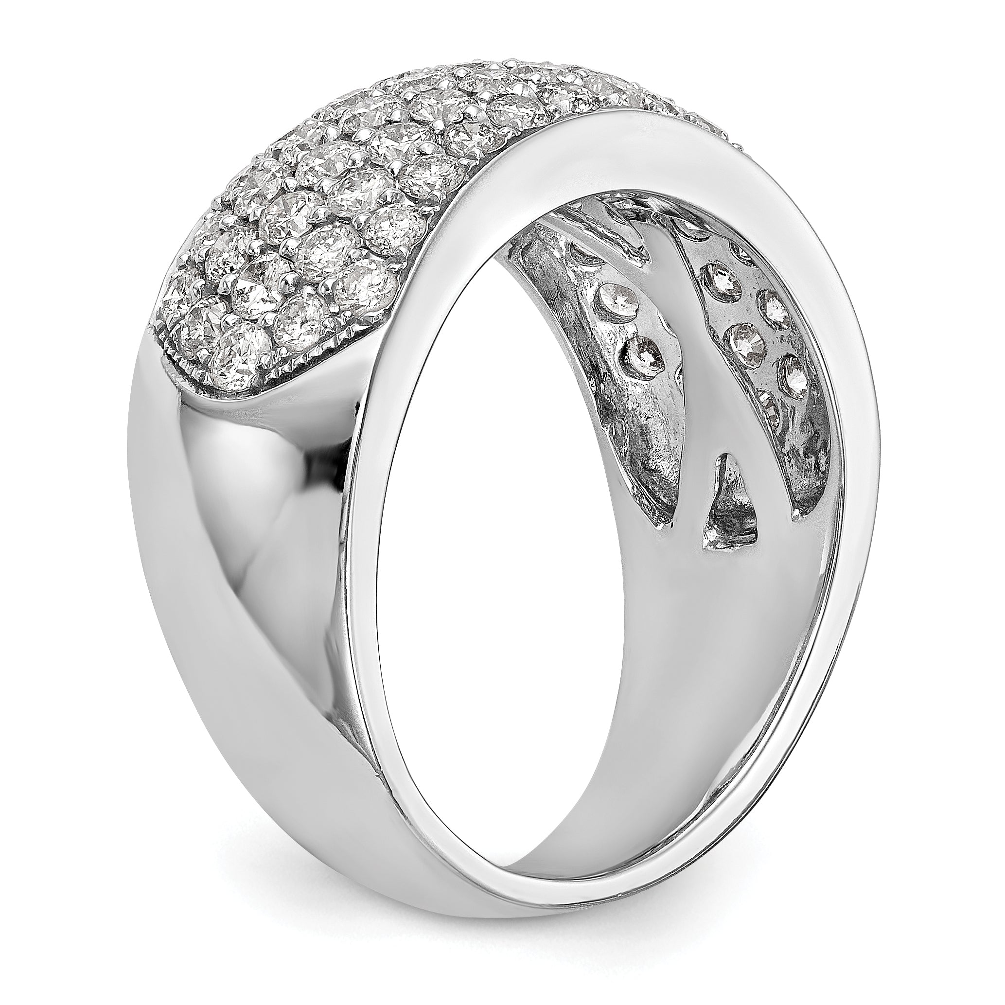 14k White Gold 1 5/8 carat Lab Grown Diamond VS/SI+ G+ Complete Pav‚ Fashion Band