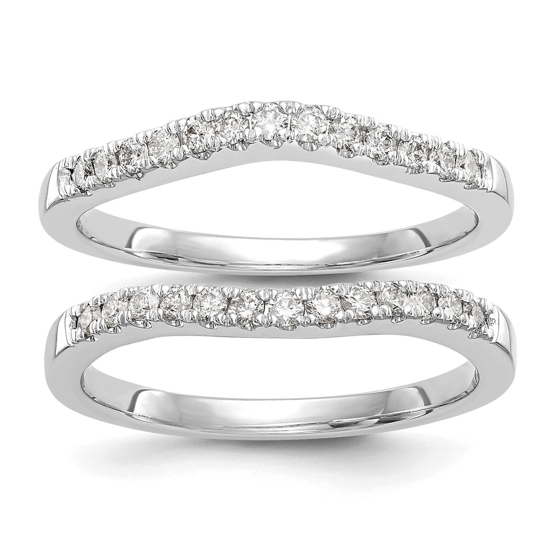 14k White Gold 1/3 carat Lab Grown Diamond VS/SI+ G+ Complete Set of Two Curved Wedding Bands Main image
