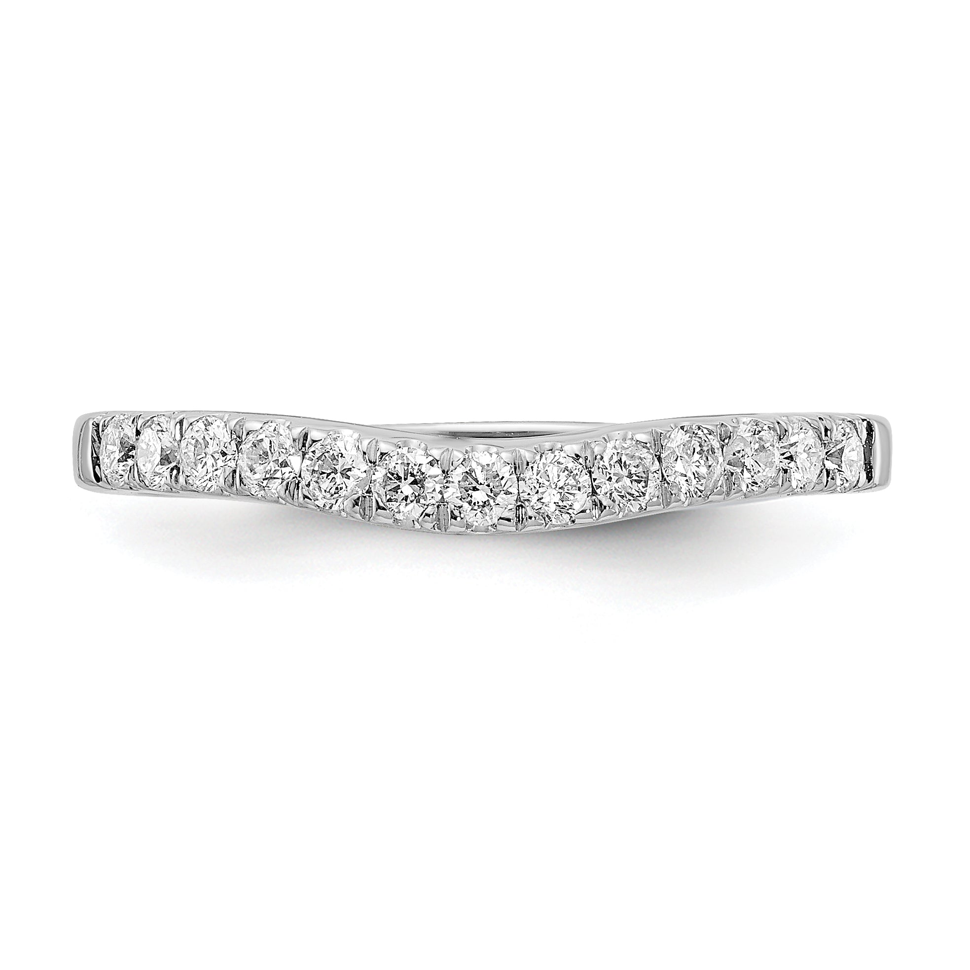 14k White Gold 5/8 carat Lab Grown Diamond VS/SI+ G+ Complete Set of Two Curved Wedding Bands