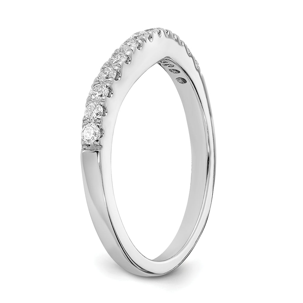 14k White Gold 5/8 carat Lab Grown Diamond VS/SI+ G+ Complete Set of Two Curved Wedding Bands