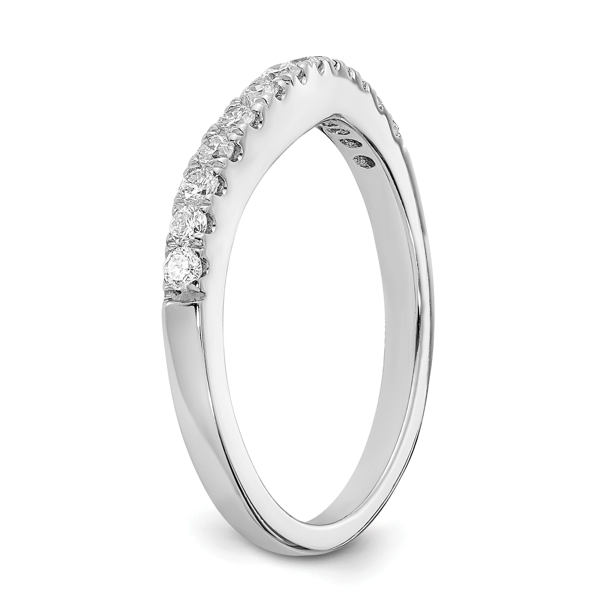 14k White Gold 5/8 carat Lab Grown Diamond VS/SI+ G+ Complete Set of Two Curved Wedding Bands