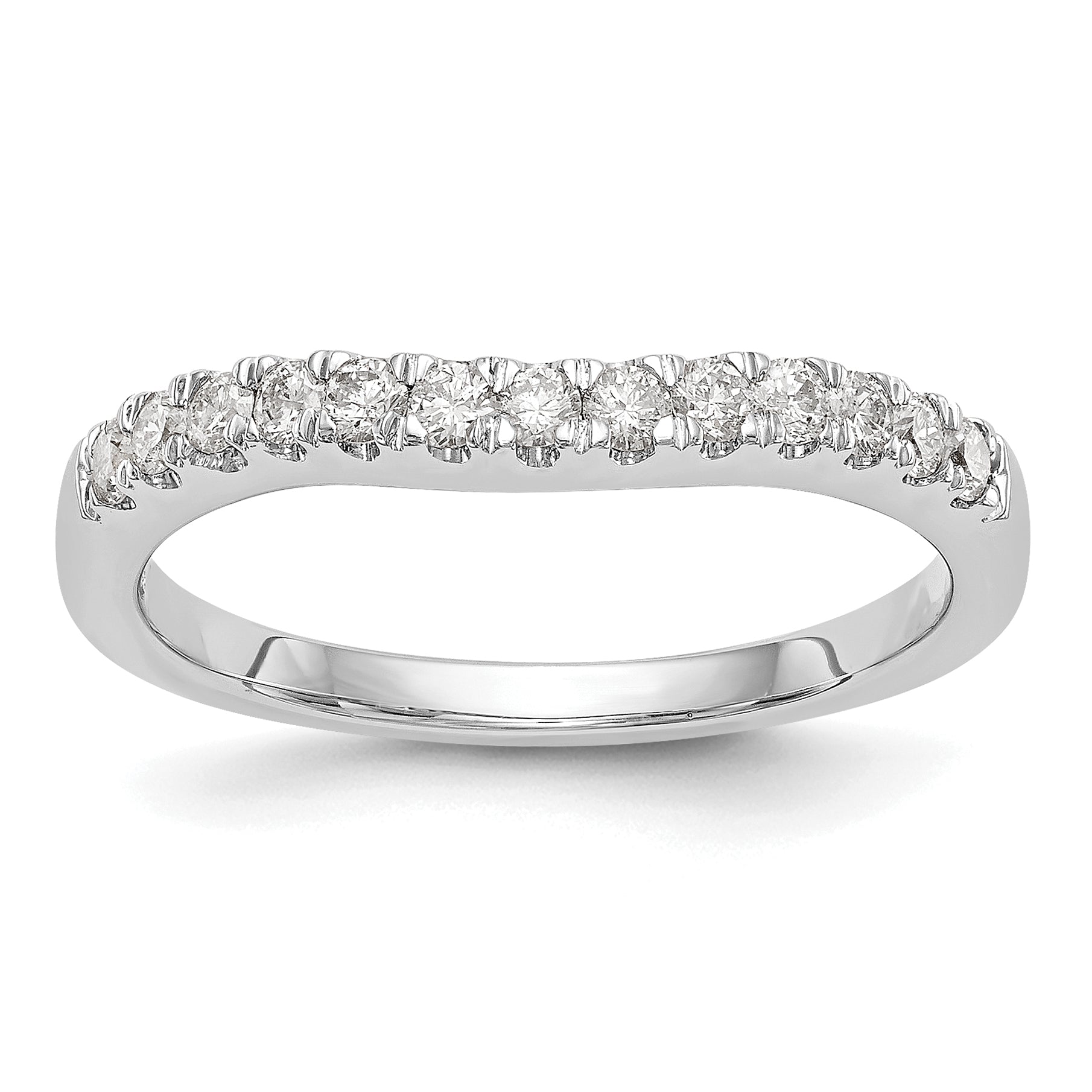 14k White Gold 5/8 carat Lab Grown Diamond VS/SI+ G+ Complete Set of Two Curved Wedding Bands