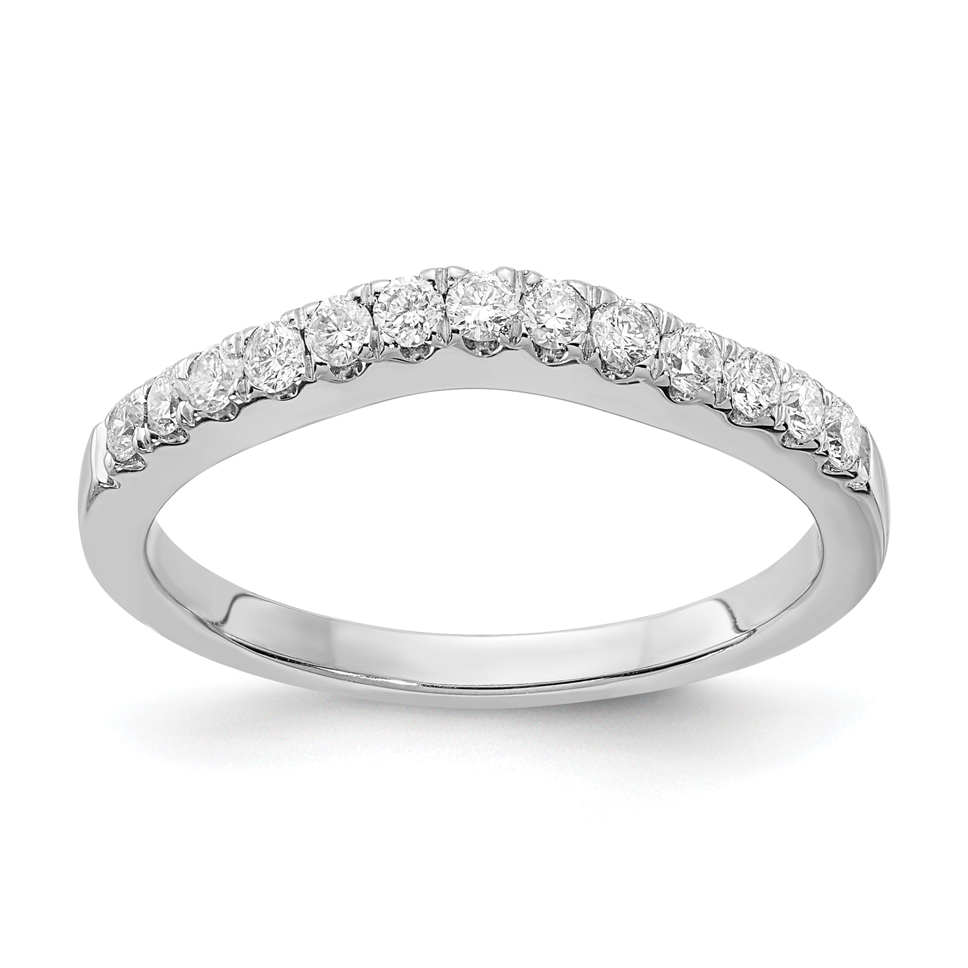 14k White Gold 5/8 carat Lab Grown Diamond VS/SI+ G+ Complete Set of Two Curved Wedding Bands