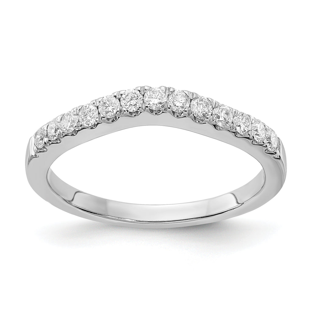 14k White Gold 5/8 carat Lab Grown Diamond VS/SI+ G+ Complete Set of Two Curved Wedding Bands