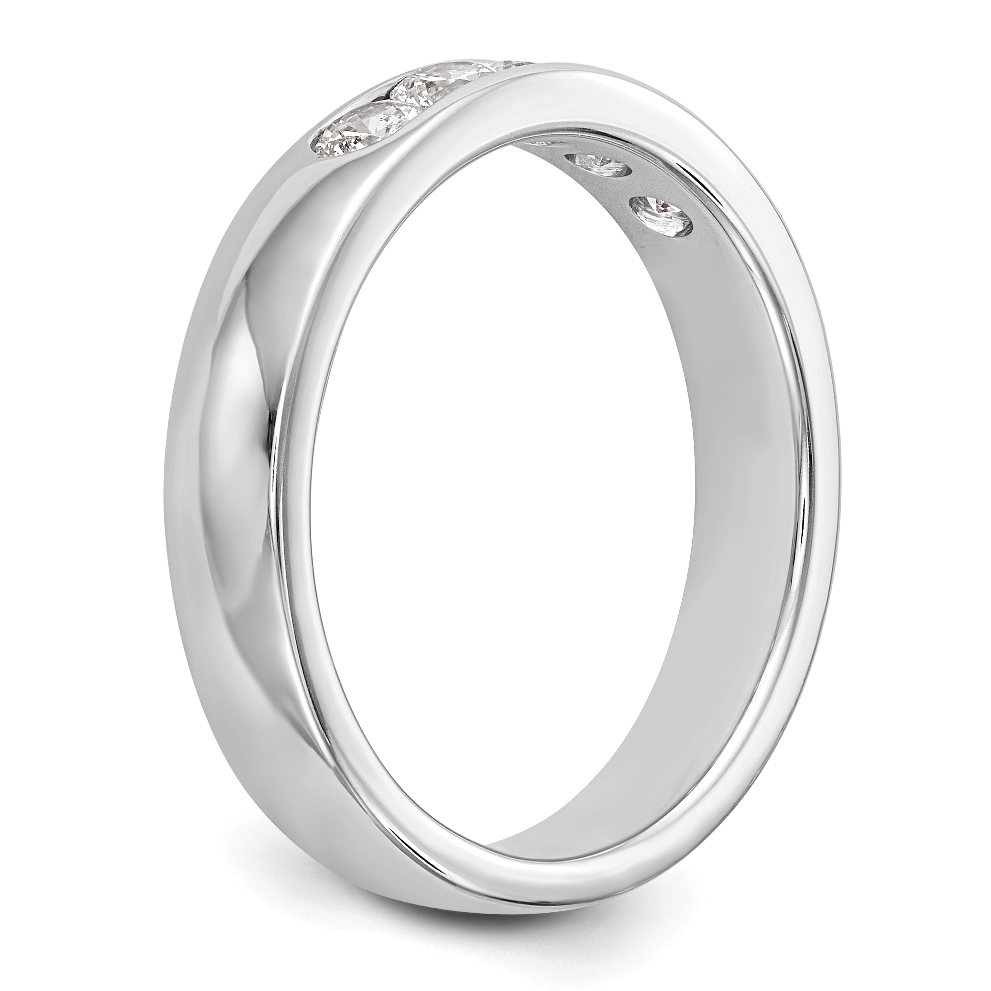 14K White Gold 5-Stone 1/2 carat Round Diamond Complete Channel Band