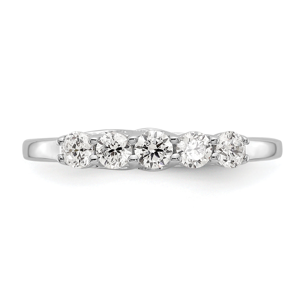 14K White Gold 5-Stone Shared Prong (Holds 5-2.9mm Round) Diamond Band Mounting (No Stone Included)