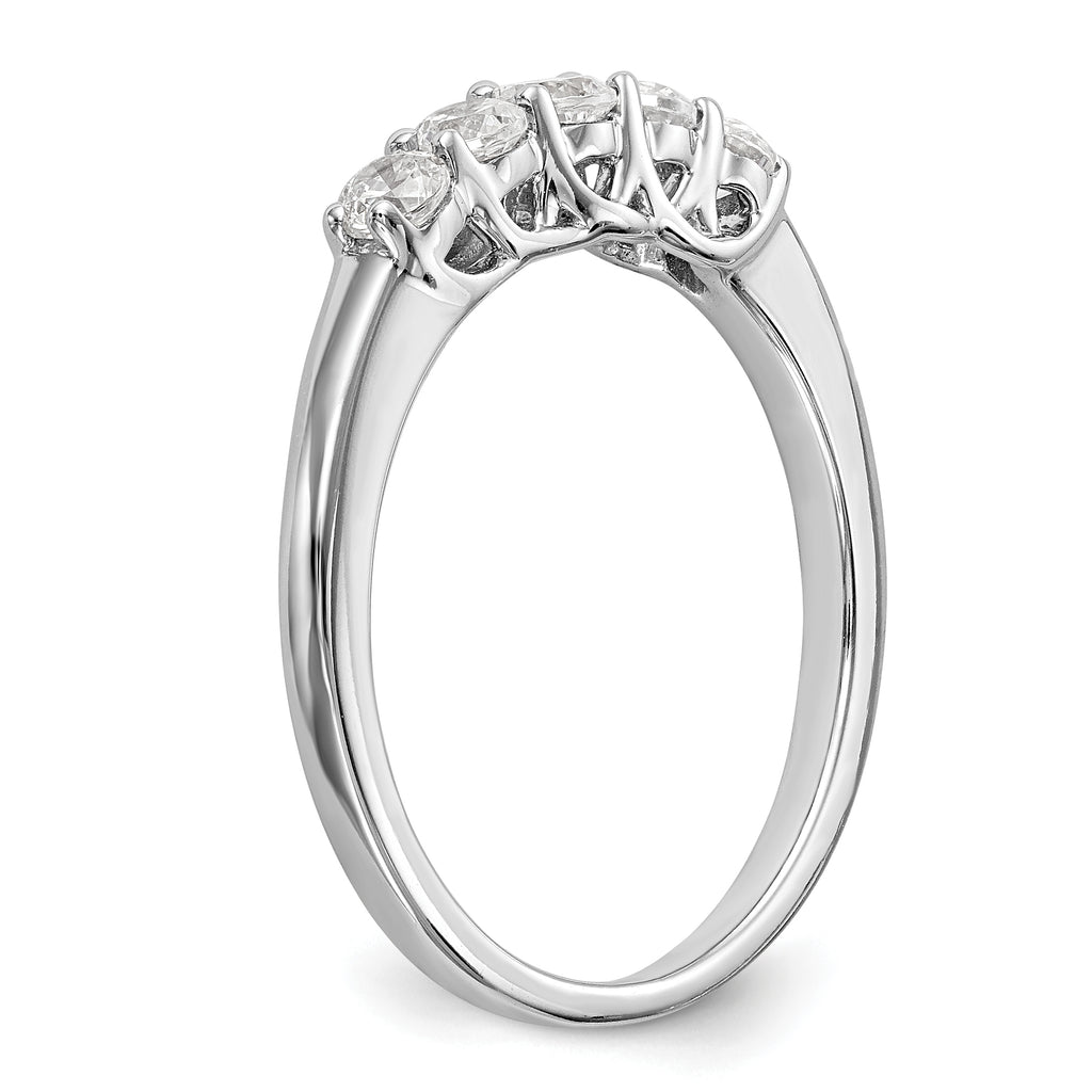 14K White Gold 5-Stone Shared Prong (Holds 5-2.9mm Round) Diamond Band Mounting (No Stone Included)