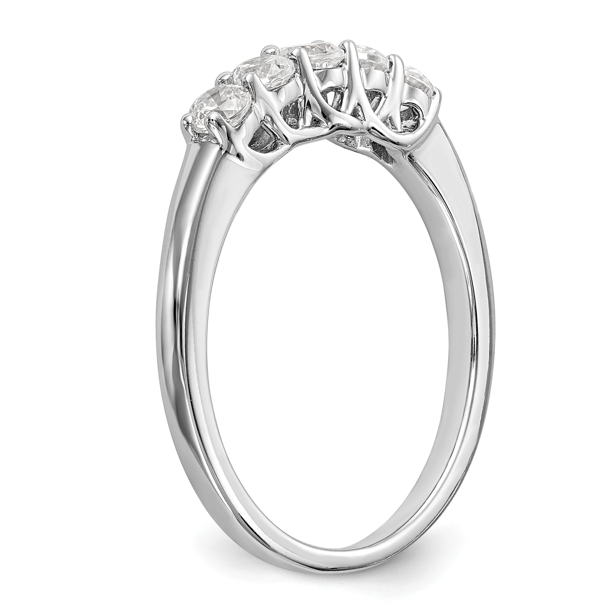 14K White Gold 5-Stone Shared Prong (Holds 5-2.9mm Round) Diamond Band Mounting (No Stone Included)