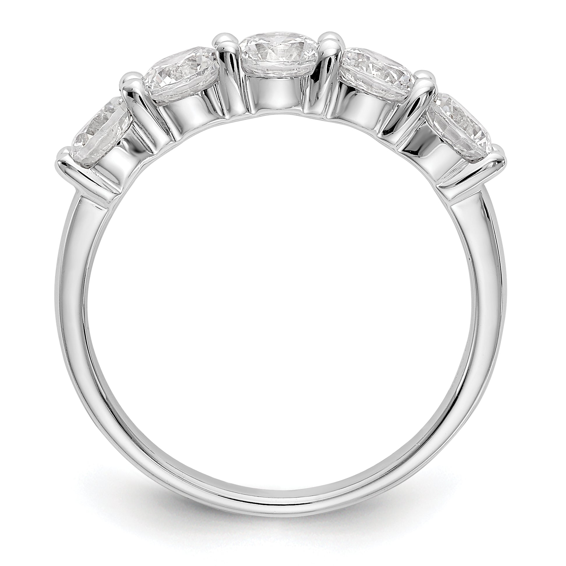 14K White Gold 5-Stone Shared Prong (Holds 5-4.2mm Round) Diamond Band Mounting (No Stone Included)