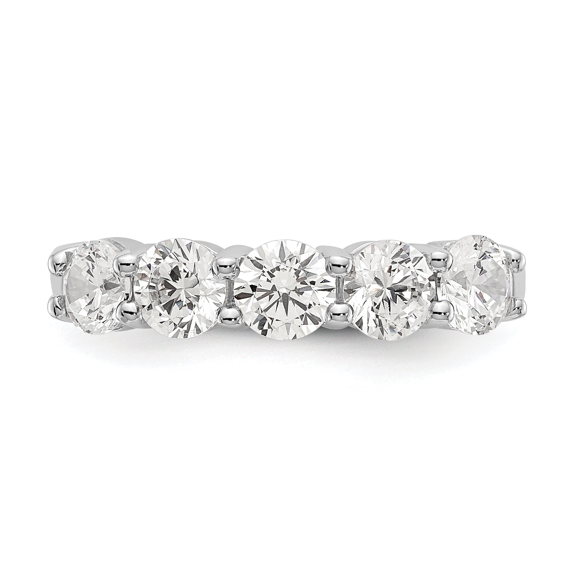 14K White Gold 5-Stone Shared Prong (Holds 5-4.2mm Round) Diamond Band Mounting (No Stone Included)