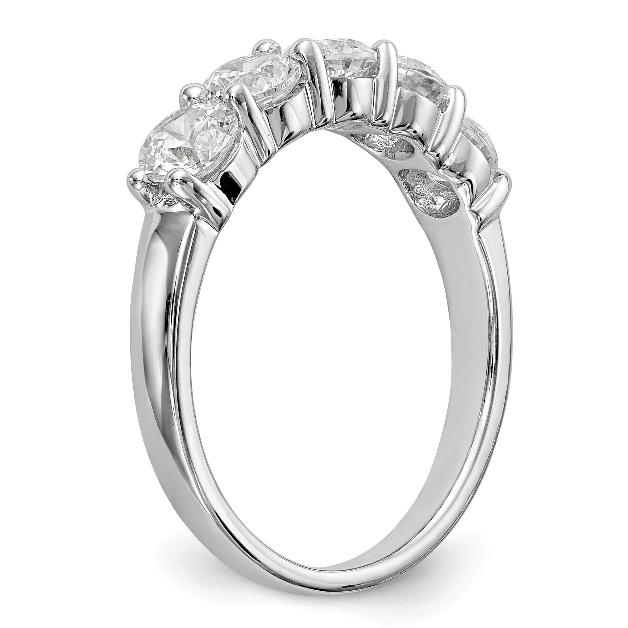 14K White Gold 5-Stone Shared Prong (Holds 5-4.2mm Round) Diamond Band Mounting (No Stone Included)