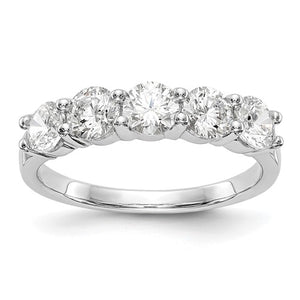 Five-Stone Lab-Grown Diamond Anniversary Band in 14K White Gold, 2.25mm (1 1/3 ct. tw.), Size 7 - Sophia Jewelers