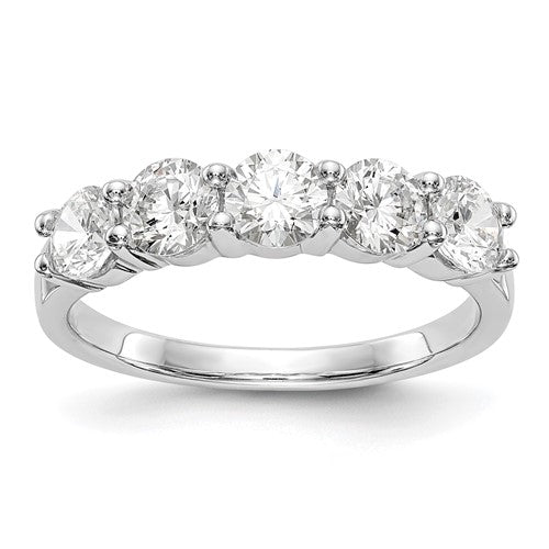 Five-Stone Lab-Grown Diamond Anniversary Band in 14K White Gold, 2.25mm (1 1/3 ct. tw.), Size 7 - Sophia Jewelers