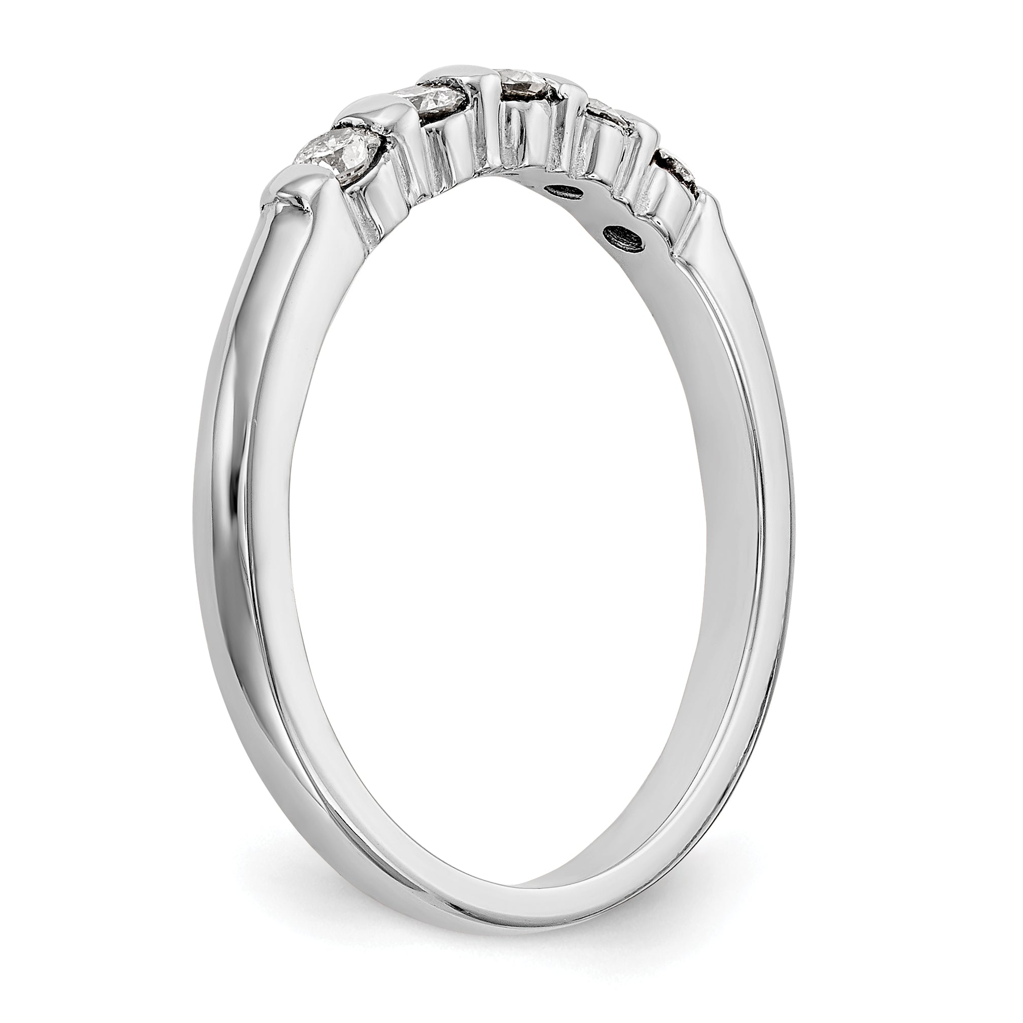 14K White Gold 5-Stone Channel-set 1/4 carat Complete Round Diamond Band