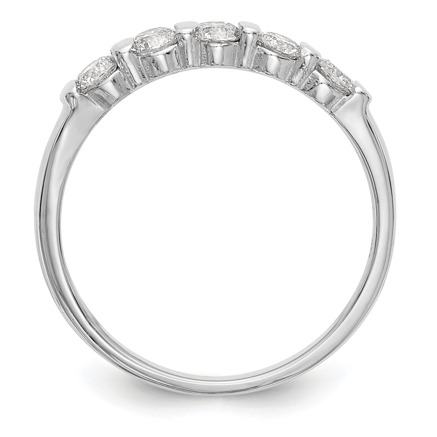 14K White Gold 5-Stone Channel-set 1/2 carat Complete Round Diamond Band