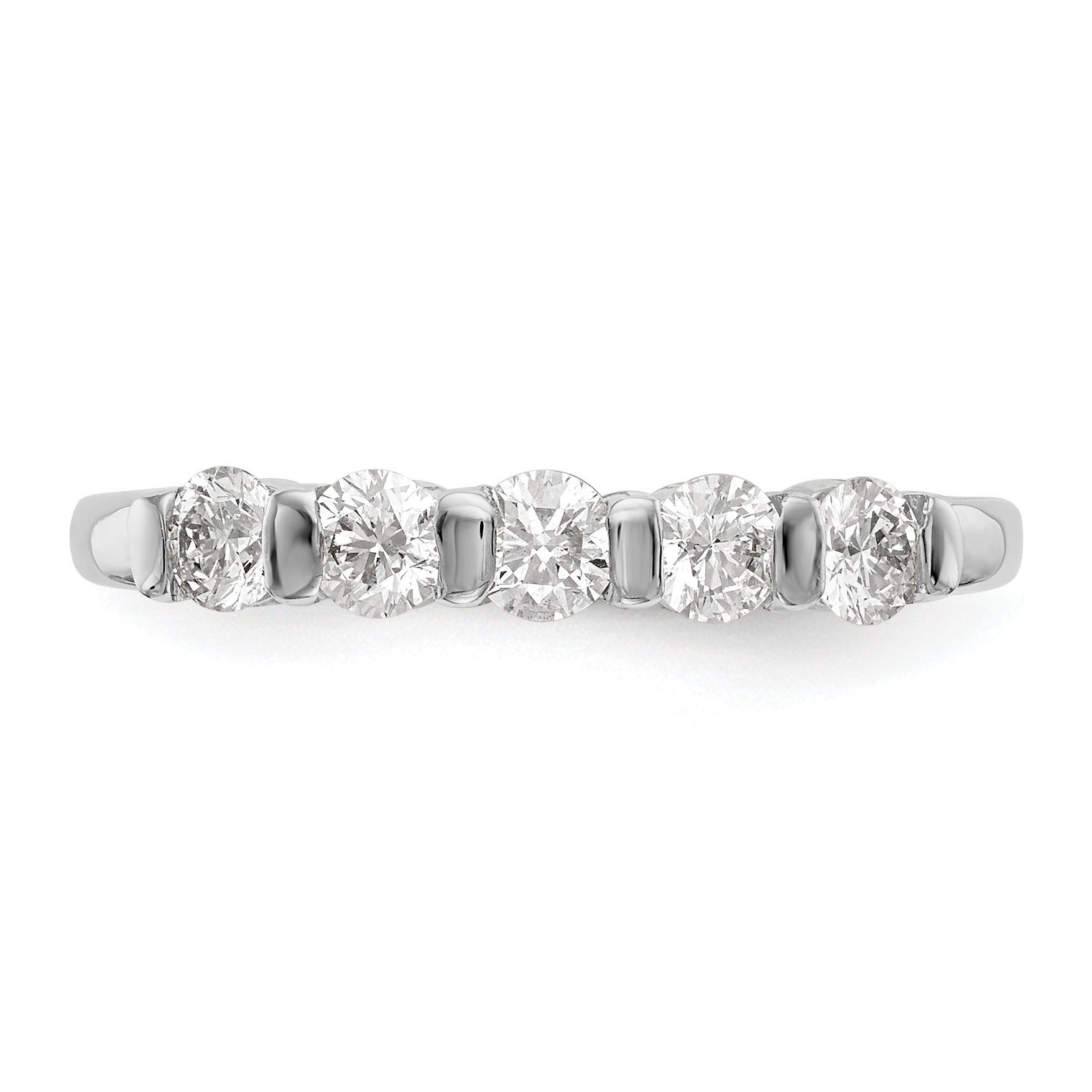 14K White Gold 5-Stone Channel-set 1/2 carat Complete Round Diamond Band