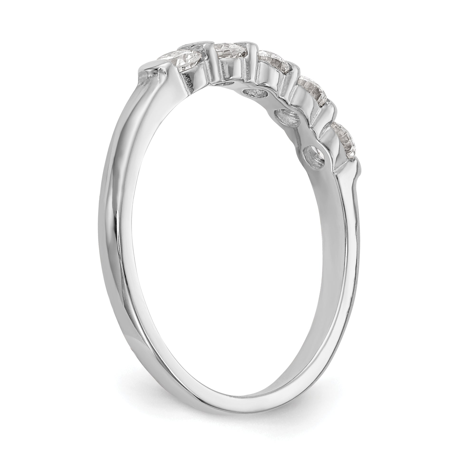14K White Gold 5-Stone Channel-set 1/2 carat Complete Round Diamond Band