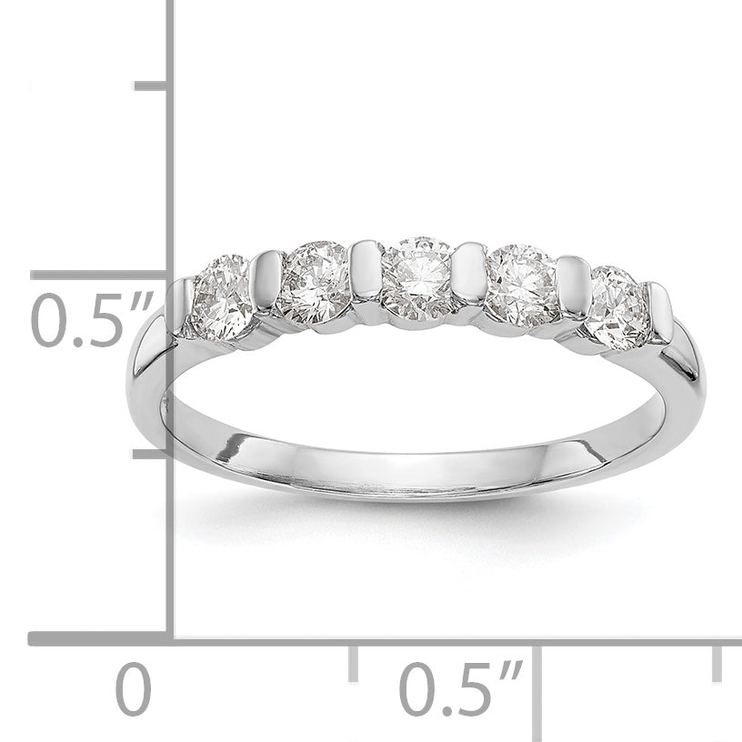 14K White Gold 5-Stone Channel-set 1/2 carat Complete Round Diamond Band