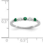 14k White Gold 1/10 carat Diamond and Emerald Complete Band