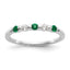 14k White Gold 1/10 carat Diamond and Emerald Complete Band