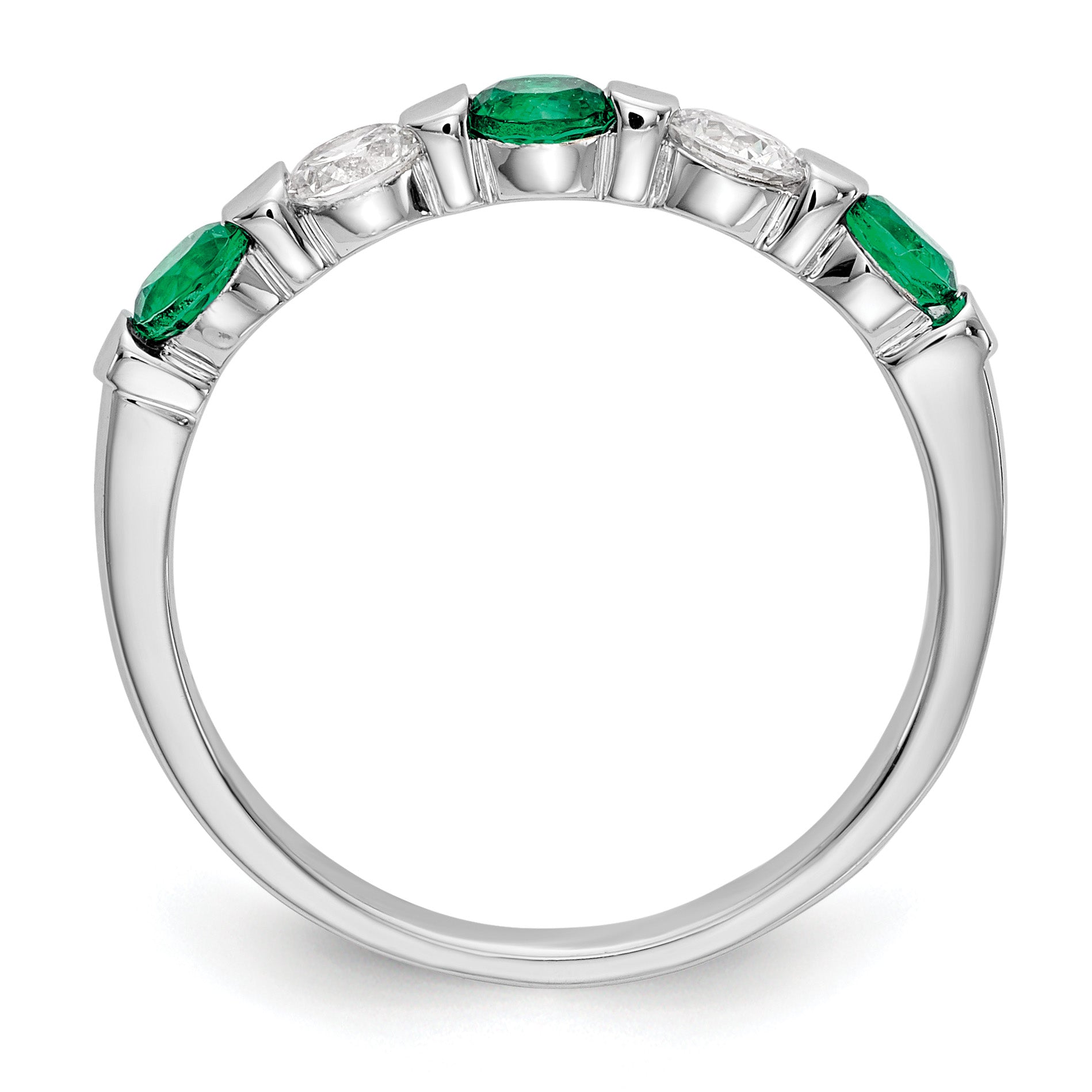 14k White Gold 1/3 carat Diamond and Emerald Complete Band Secondary image