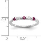 14k White Gold 1/10 carat Diamond and Ruby Complete Band