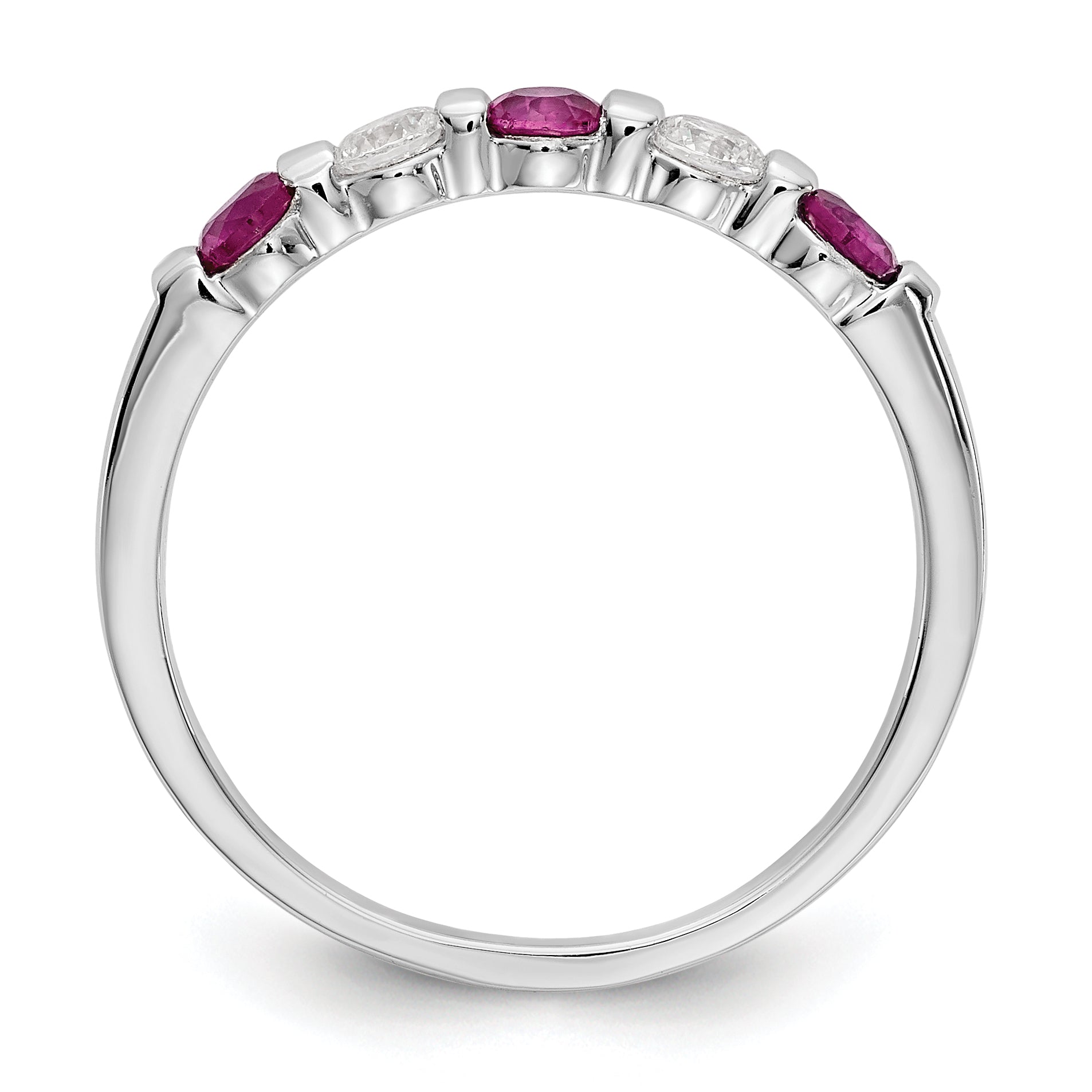 14k White Gold 1/5 carat Diamond and Ruby Complete Band Secondary image
