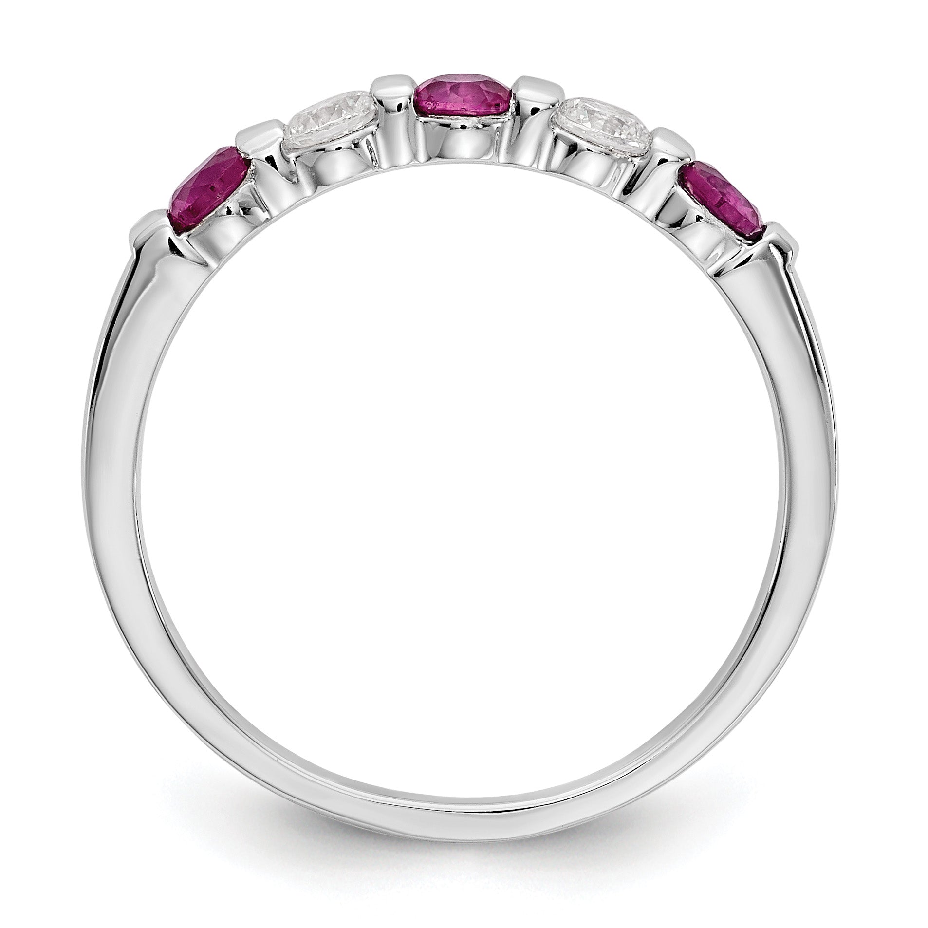 14k White Gold 1/5 carat Diamond and Ruby Complete Band Main image