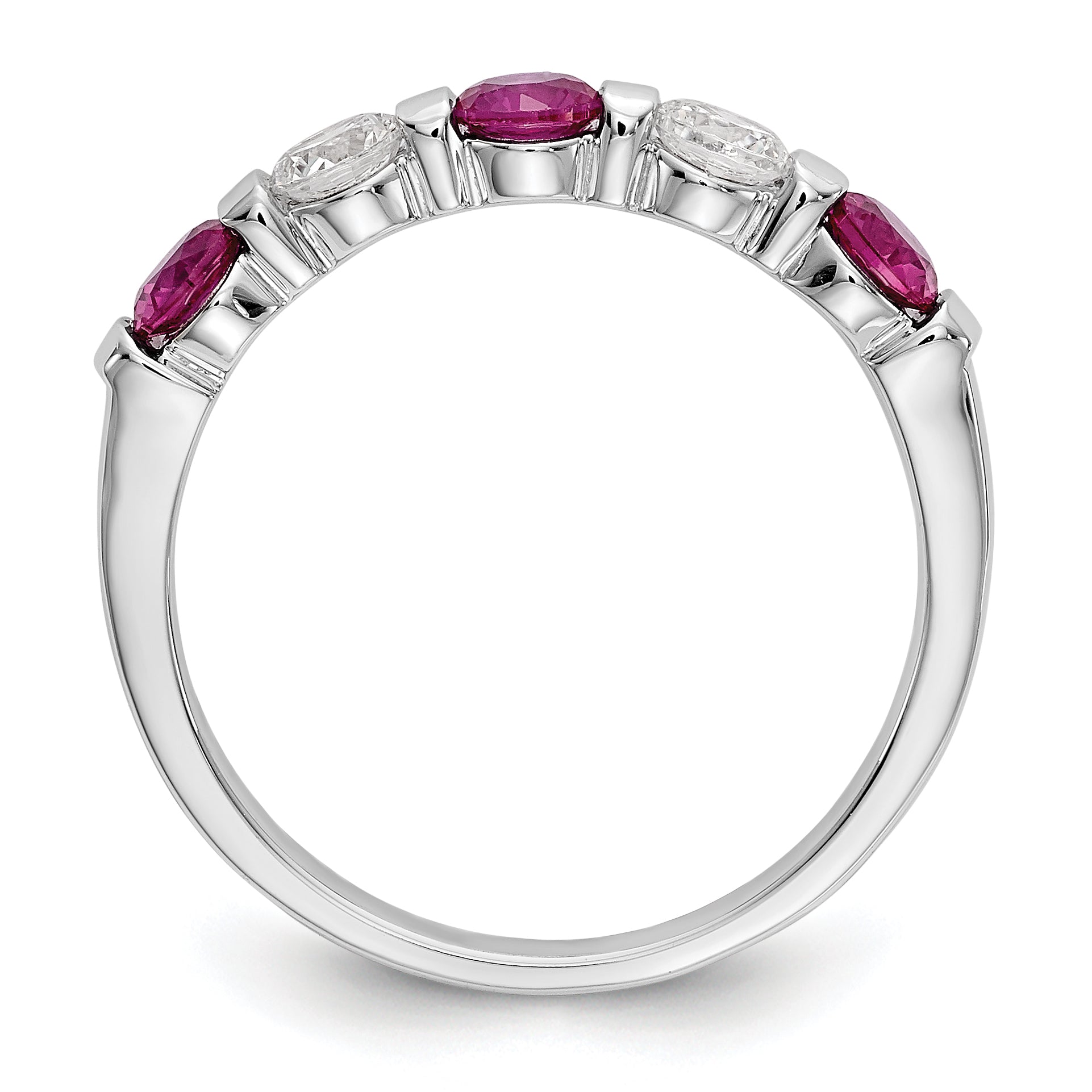 14k White Gold 1/3 carat Diamond and Ruby Complete Band Secondary image