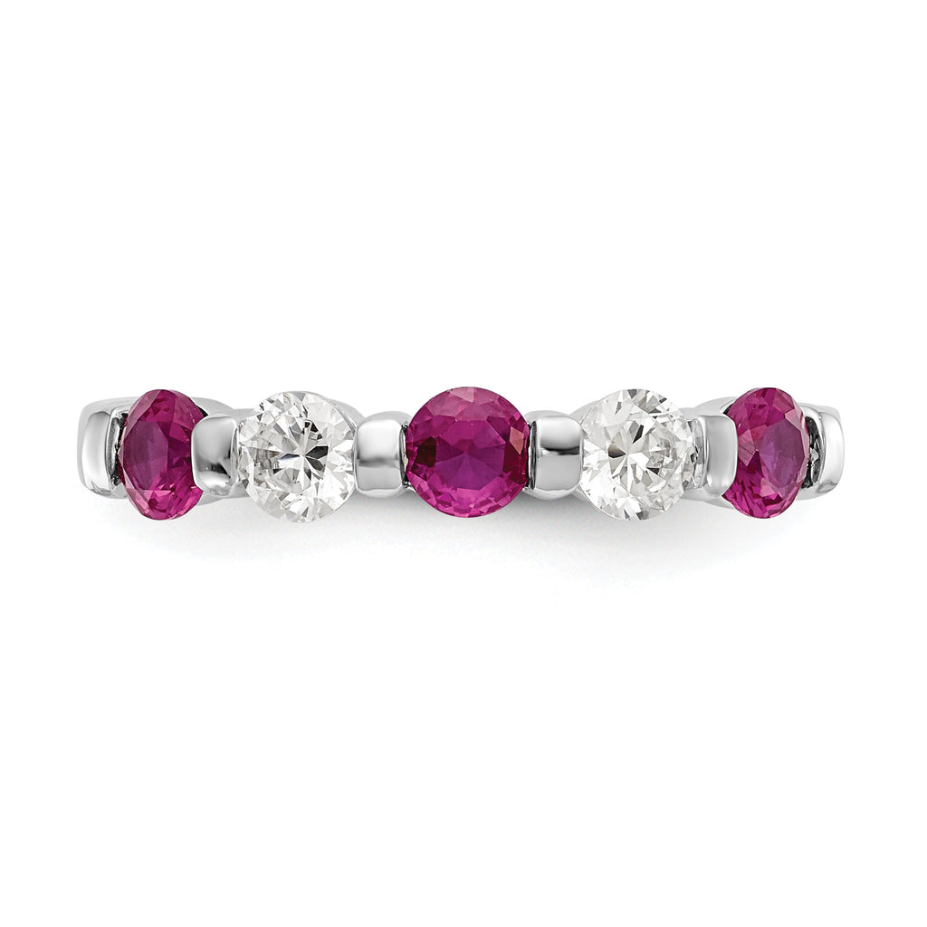 14k White Gold 1/3 carat Diamond and Ruby Complete Band
