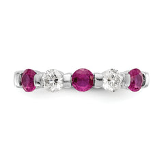 14k White Gold 1/3 carat Diamond and Ruby Complete Band