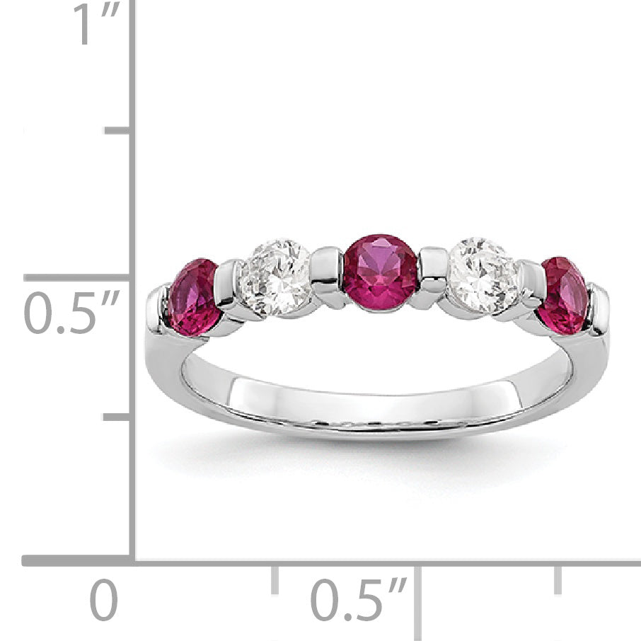 14k White Gold 1/3 carat Diamond and Ruby Complete Band