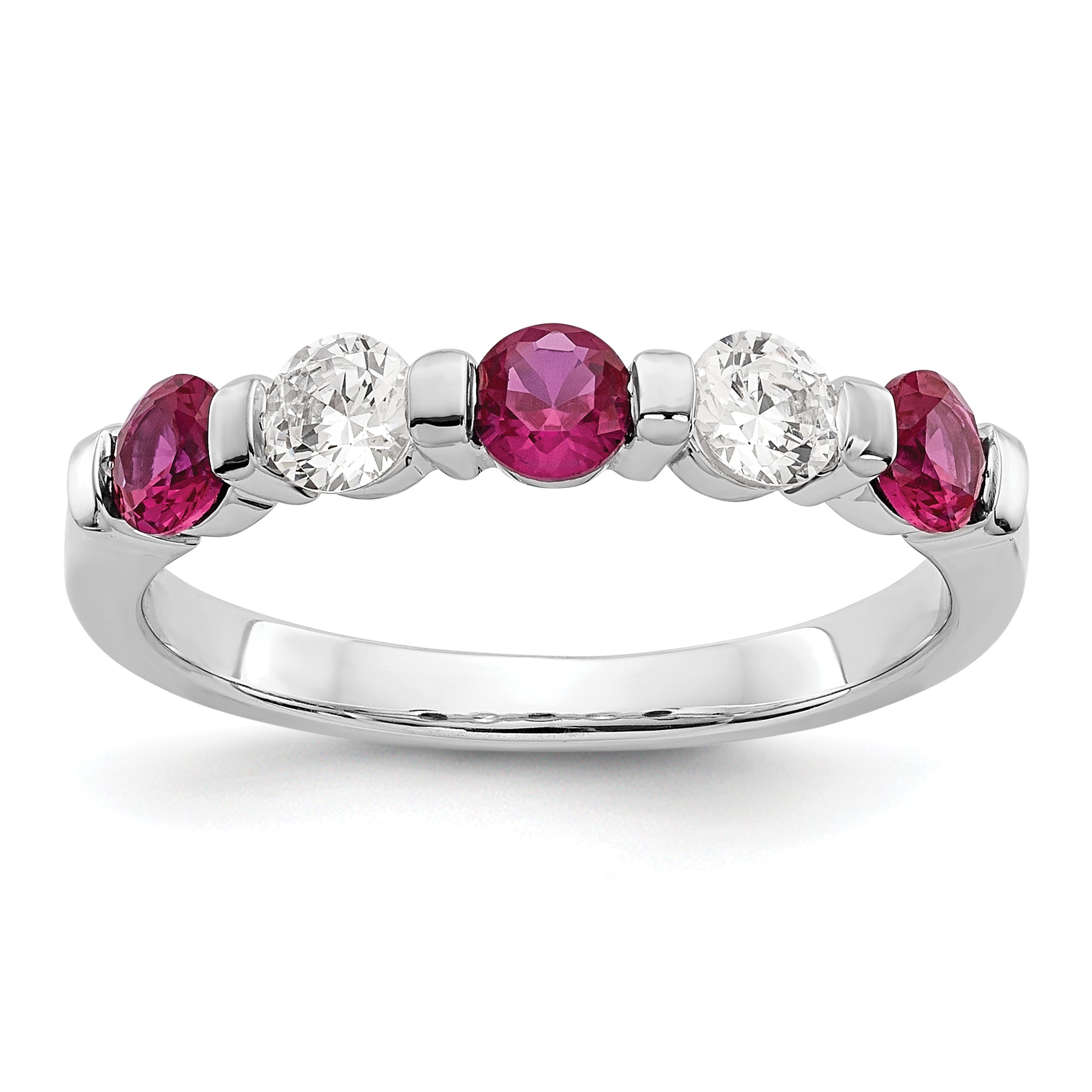 14k White Gold 1/3 carat Diamond and Ruby Complete Band Main image