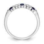 14k White Gold 1/10 carat Diamond and Blue Sapphire Complete Band
