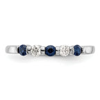 14k White Gold 1/10 carat Diamond and Blue Sapphire Complete Band
