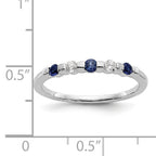 14k White Gold 1/10 carat Diamond and Blue Sapphire Complete Band