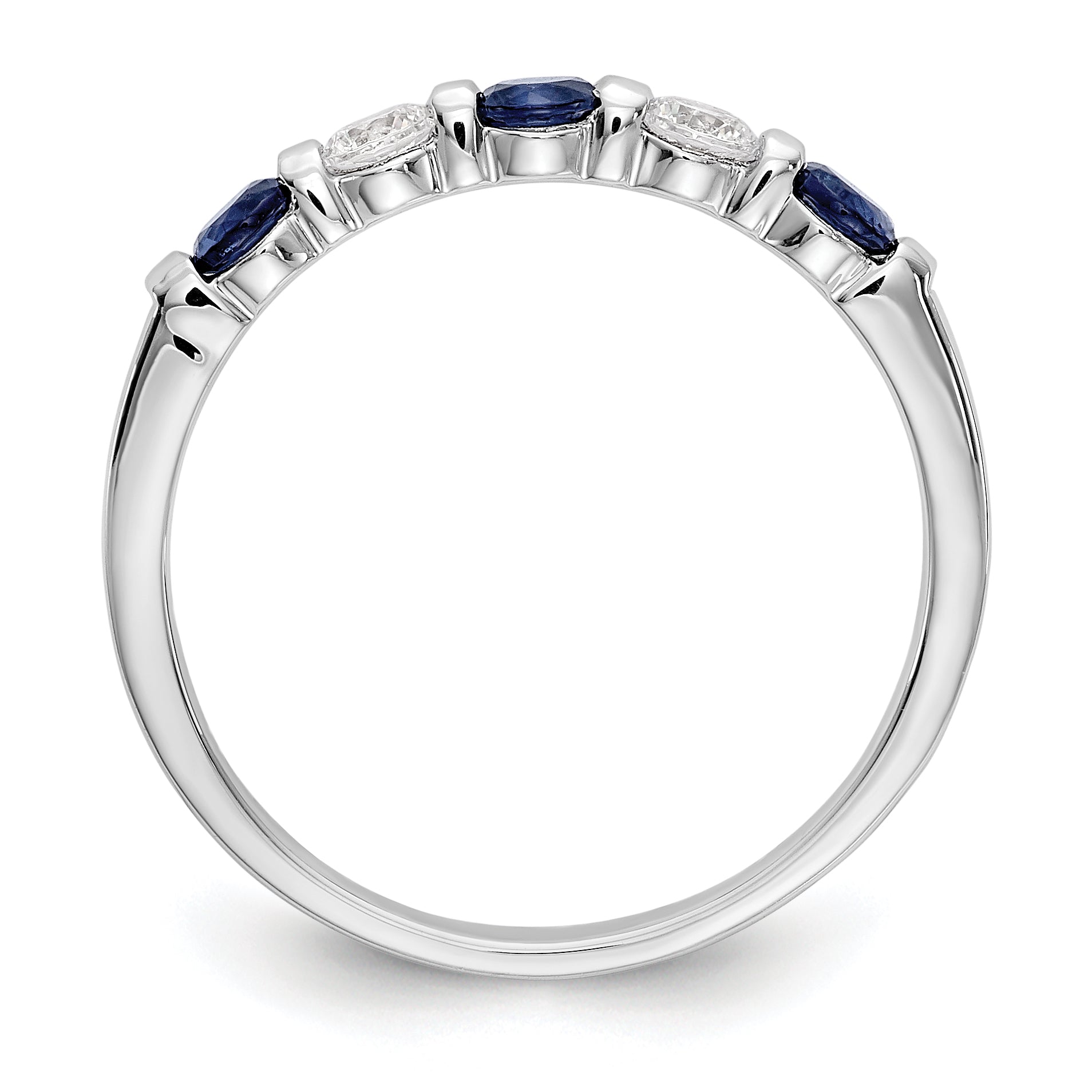 14k White Gold 1/5 carat Diamond and Blue Sapphire Complete Band Secondary image
