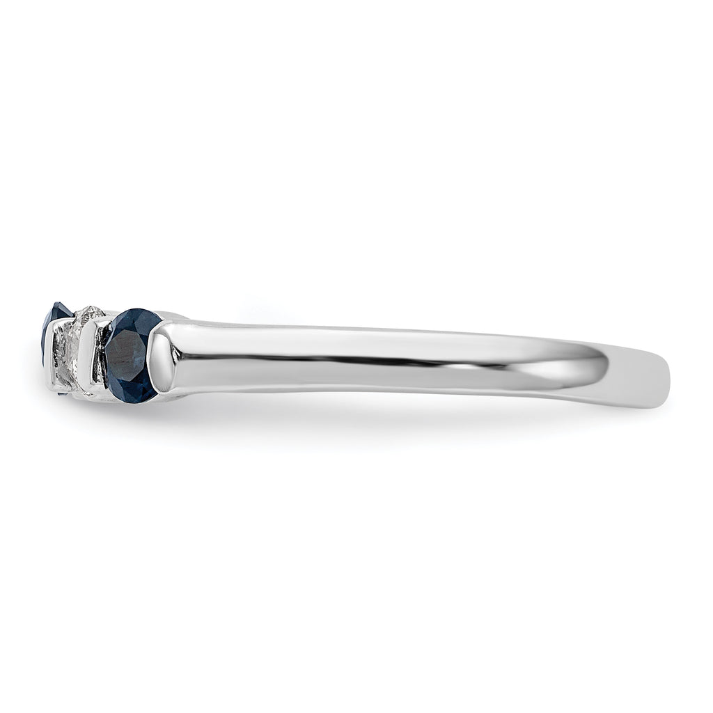 14k White Gold 1/5 carat Diamond and Blue Sapphire Complete Band