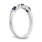 14k White Gold 1/5 carat Diamond and Blue Sapphire Complete Band
