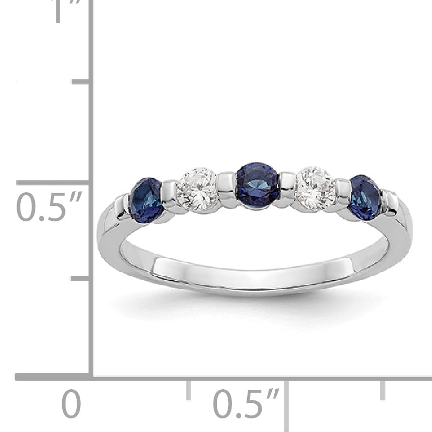 14k White Gold 1/5 carat Diamond and Blue Sapphire Complete Band